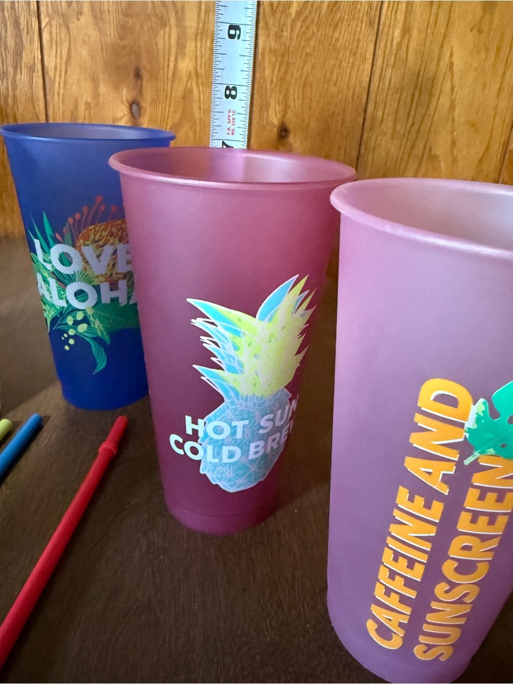 2020 Starbucks Hawaii Collection 24oz Set Of 5 Reusable Cold Cups With Straws - Picture 3 of 10